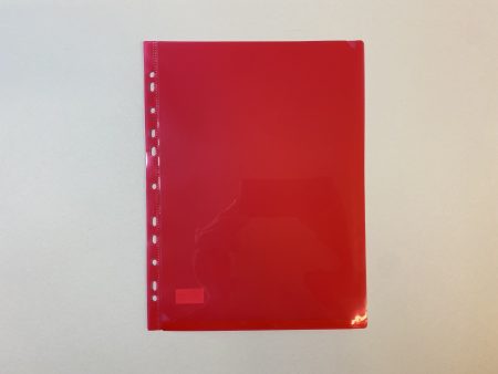 Plastficka röd A4 hålad